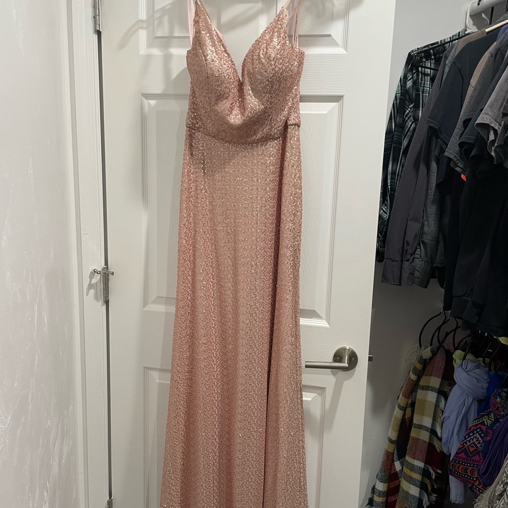 Rose Gold Sequin Morilee Dress